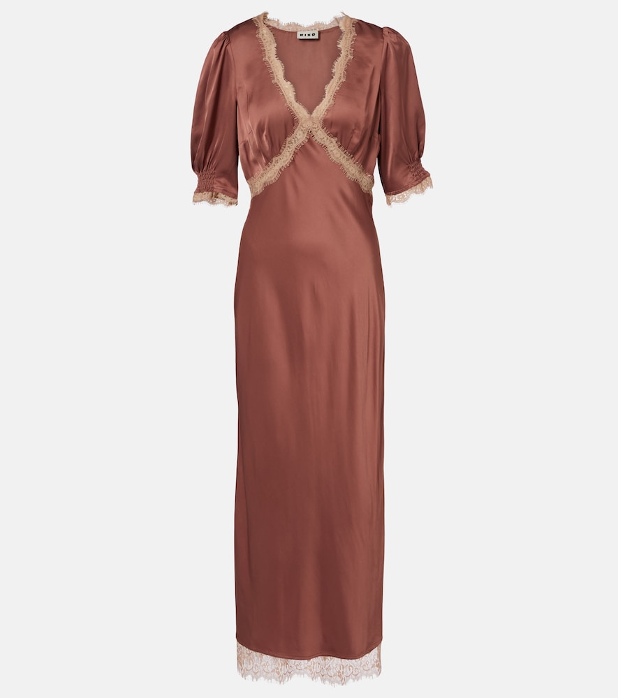 Rixo Annina lace-trimmed satin maxi dress
