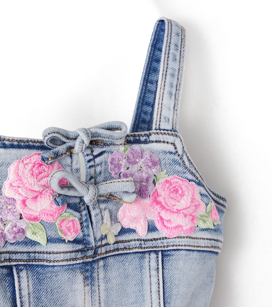  Monnalisa Monnalisa Embroidered Denim Romper 