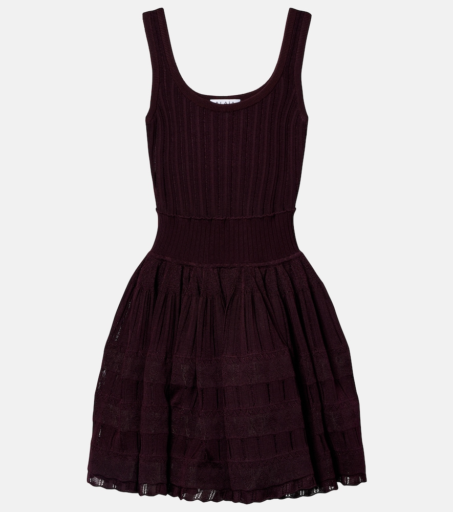 Alaia Alaïa Ribbed-knit scalloped minidress