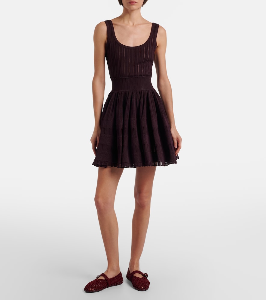 Alaïa Ribbed-knit scalloped minidress
