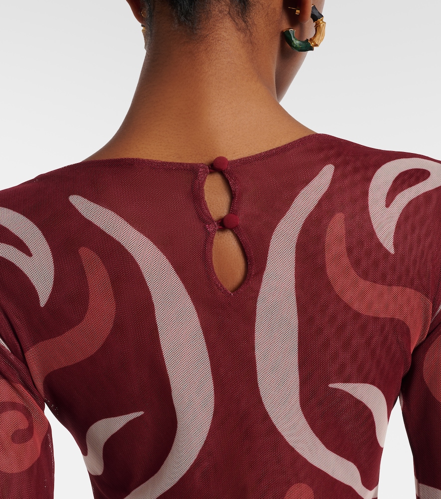 Cala De La Cruz Cala De La Cruz Bedrucktes Maxikleid Amay Aus Mesh 