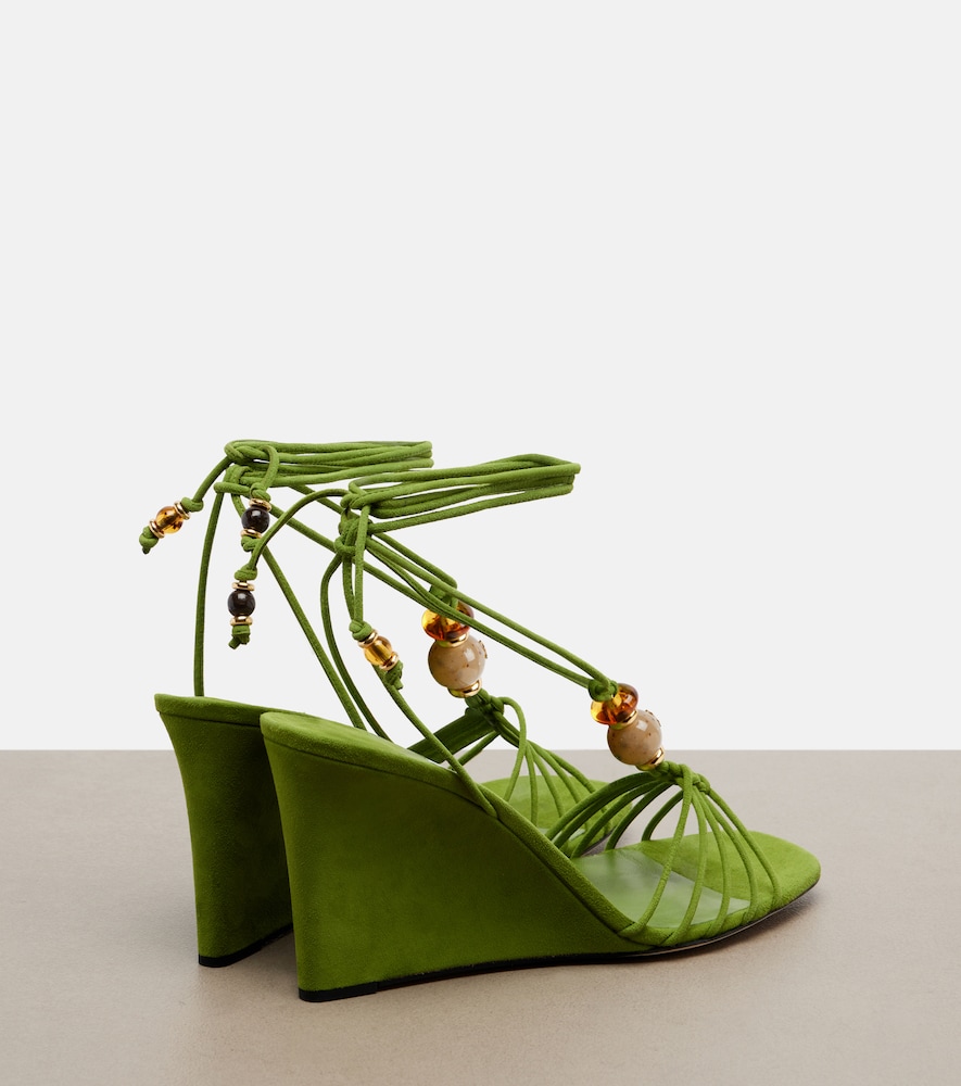 Lola Embellished Suede Wedge Sandals