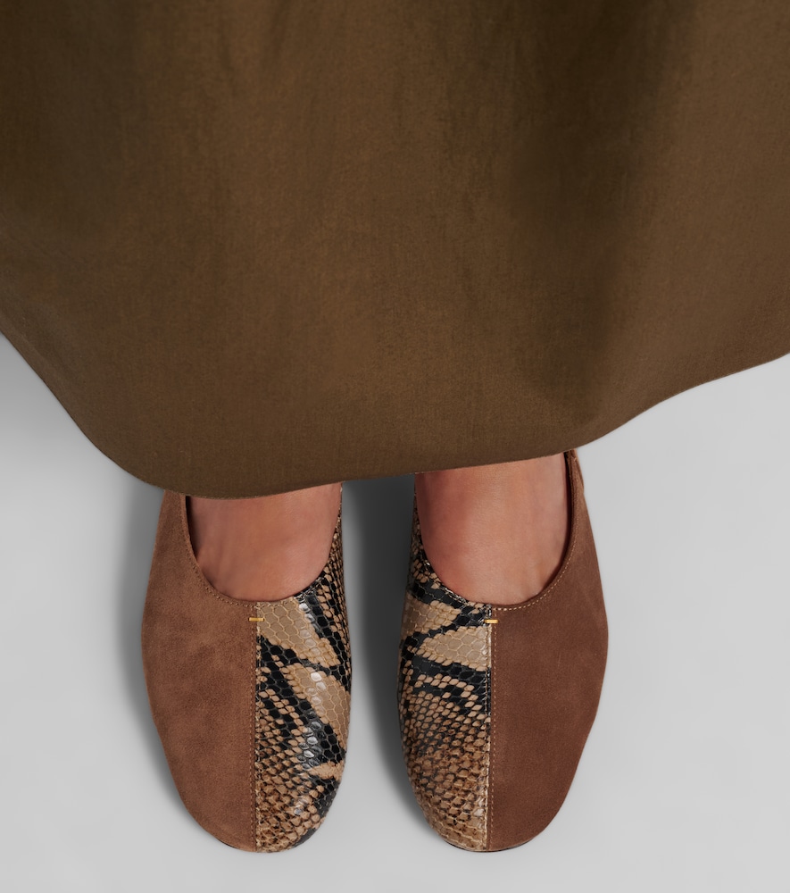 Khaite Jane snake-effect leather and suede ballet flats