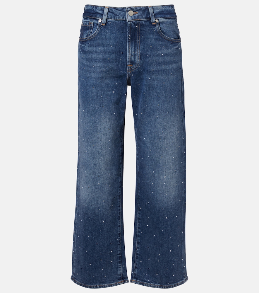 7 For All Mankind Women's Blue Stovepipe Embellished Straight Jeans Size 31 - Mytheresa