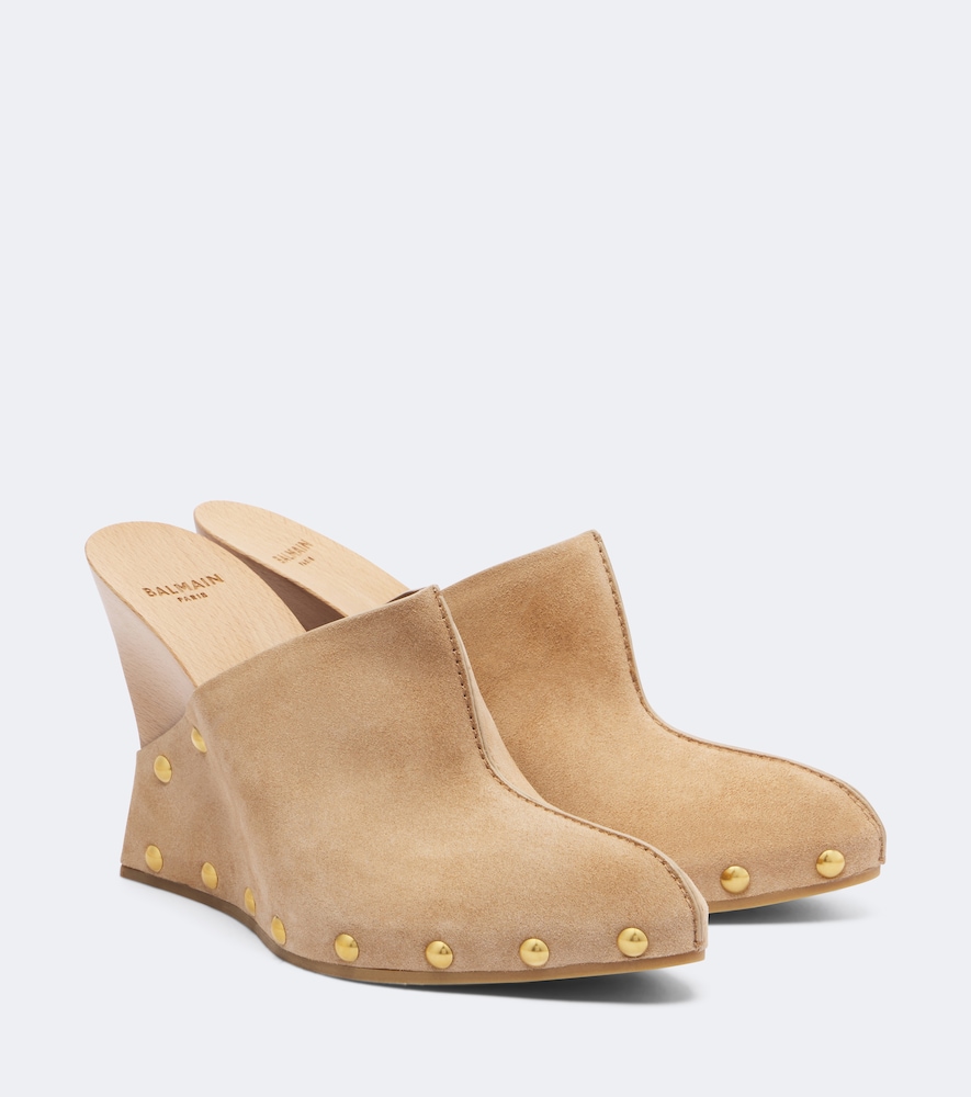 Mules in suede con zeppa