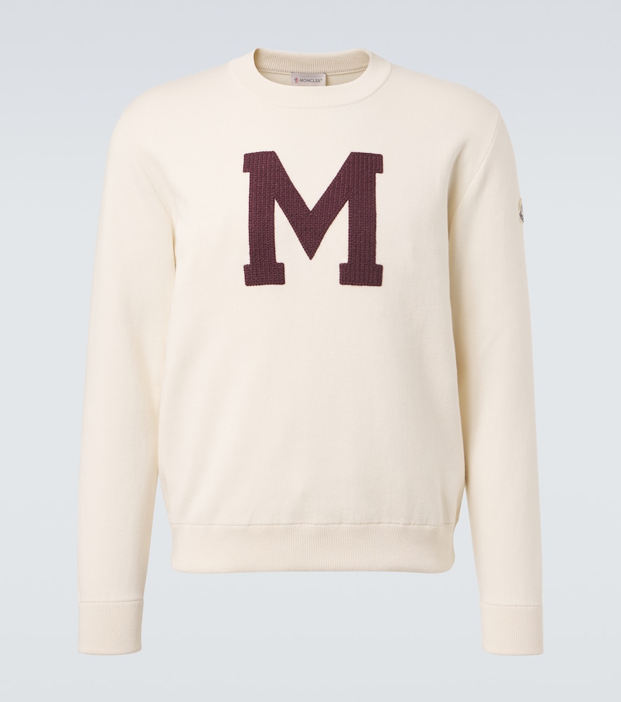 Moncler Men's White Embroidered Cotton-Blend Sweater UK Size 36 - Mytheresa