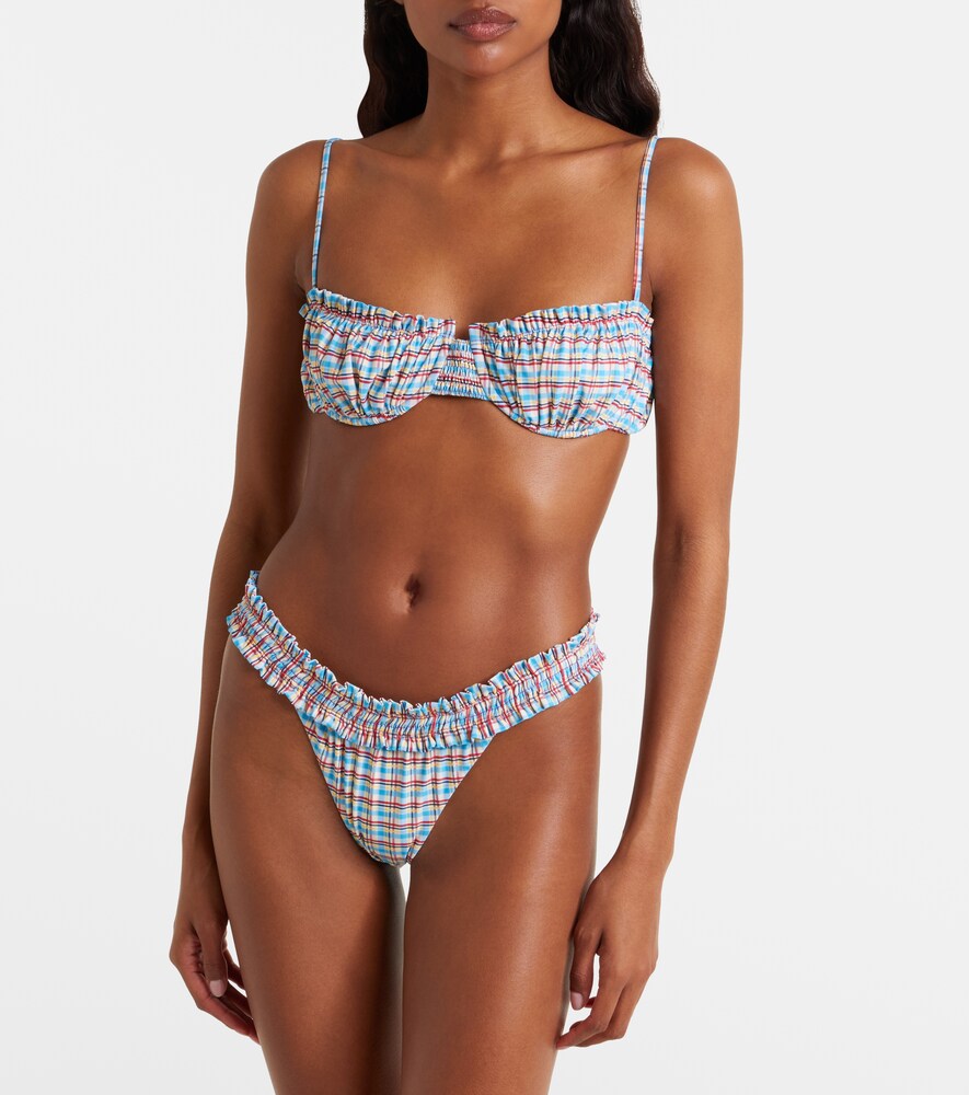 Faithfull Esterel checked ruffled bikini bottoms