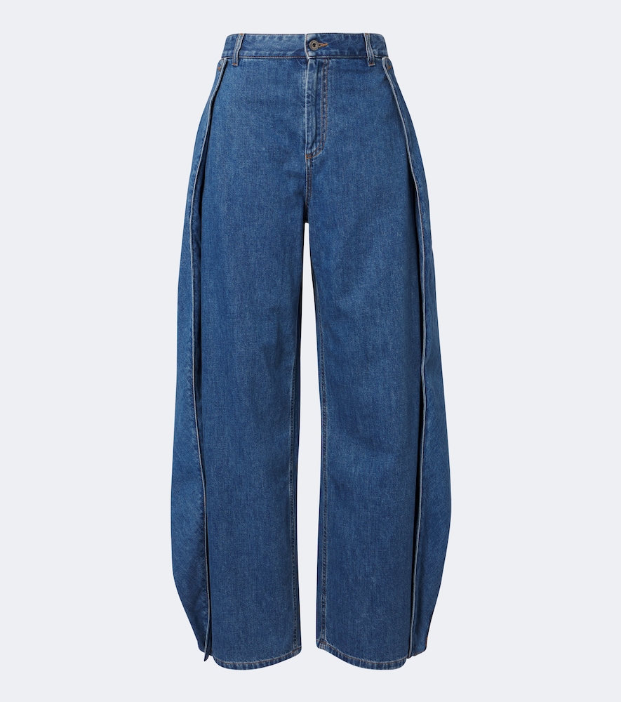 Loewe Ruffled Wide-leg Jeans In Blue