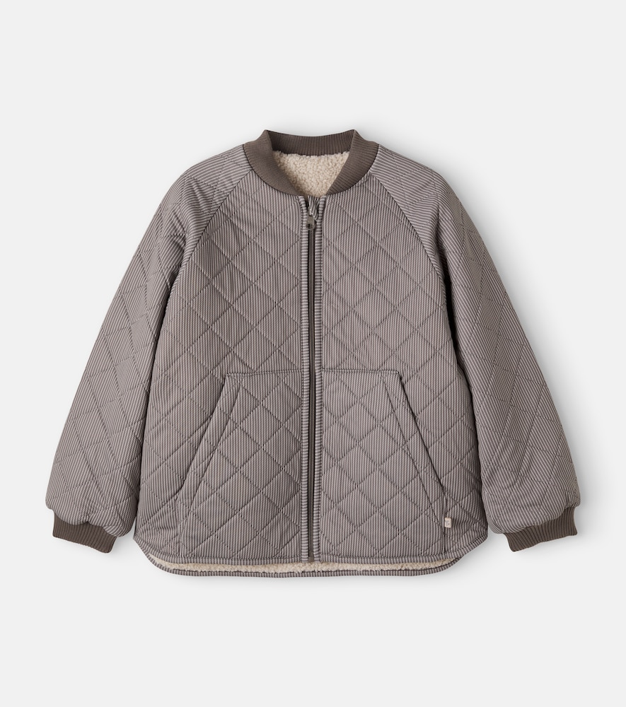 Wheat Kids' Lake Quilted Reversible Striped Jacket In Brown Stripe