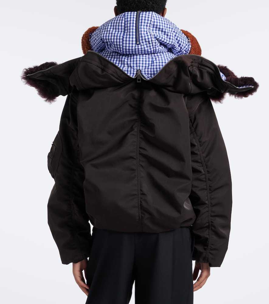 Gingham Hooded Layered Technical Jacket