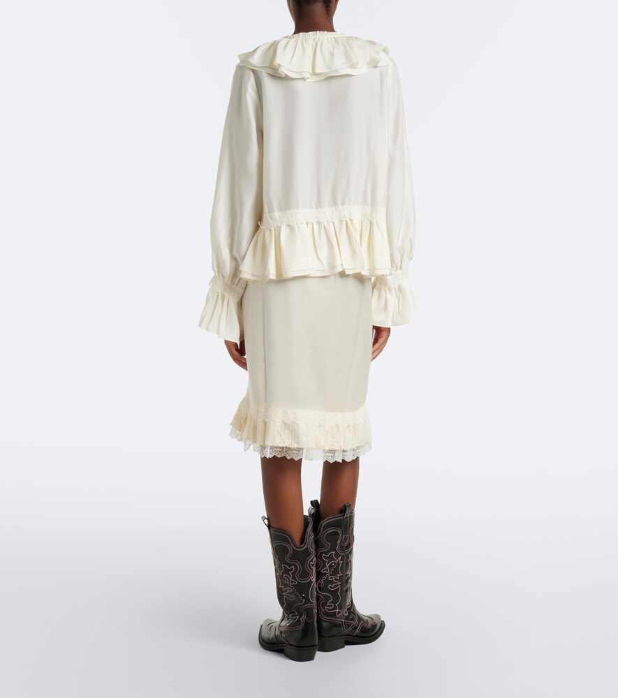 Lace-Trimmed Ruffled Midi