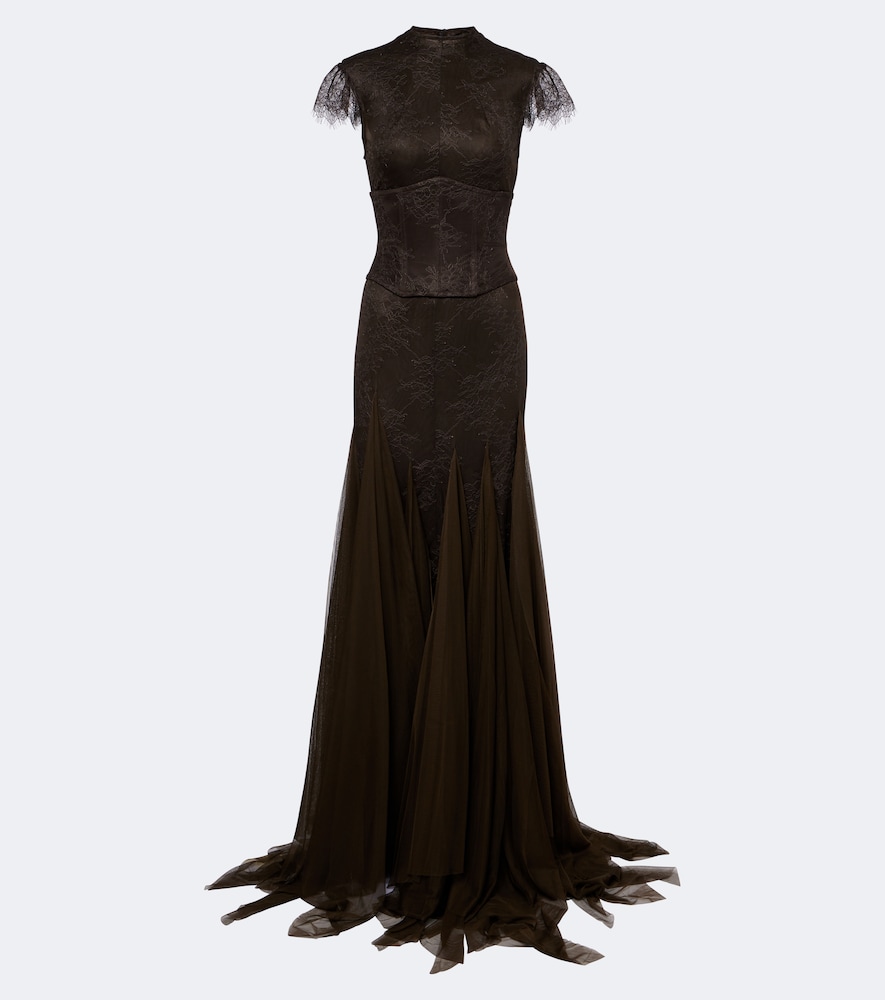Bustier-Robe Zephyra aus Tüll mit Spitze