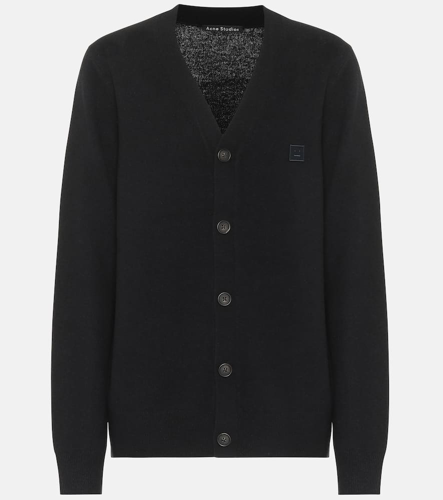 Acne Studios Black Melange Ribbed Cardigan In Black