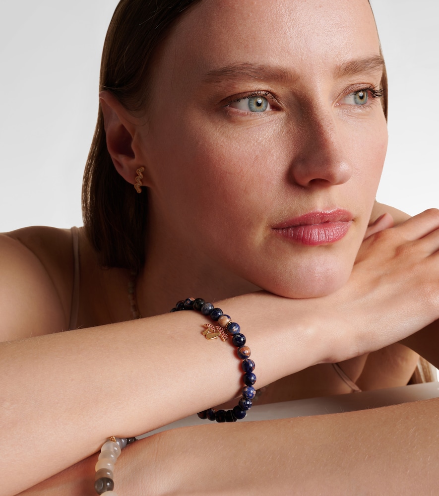 Sydney Evan 14kt gold beaded bracelet with sapphires and sodalite