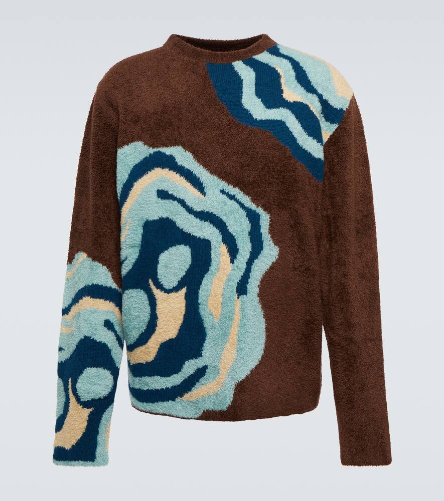 The Elder Statesman Brown Intarsia Sweater In Rst/pck/trk/khk