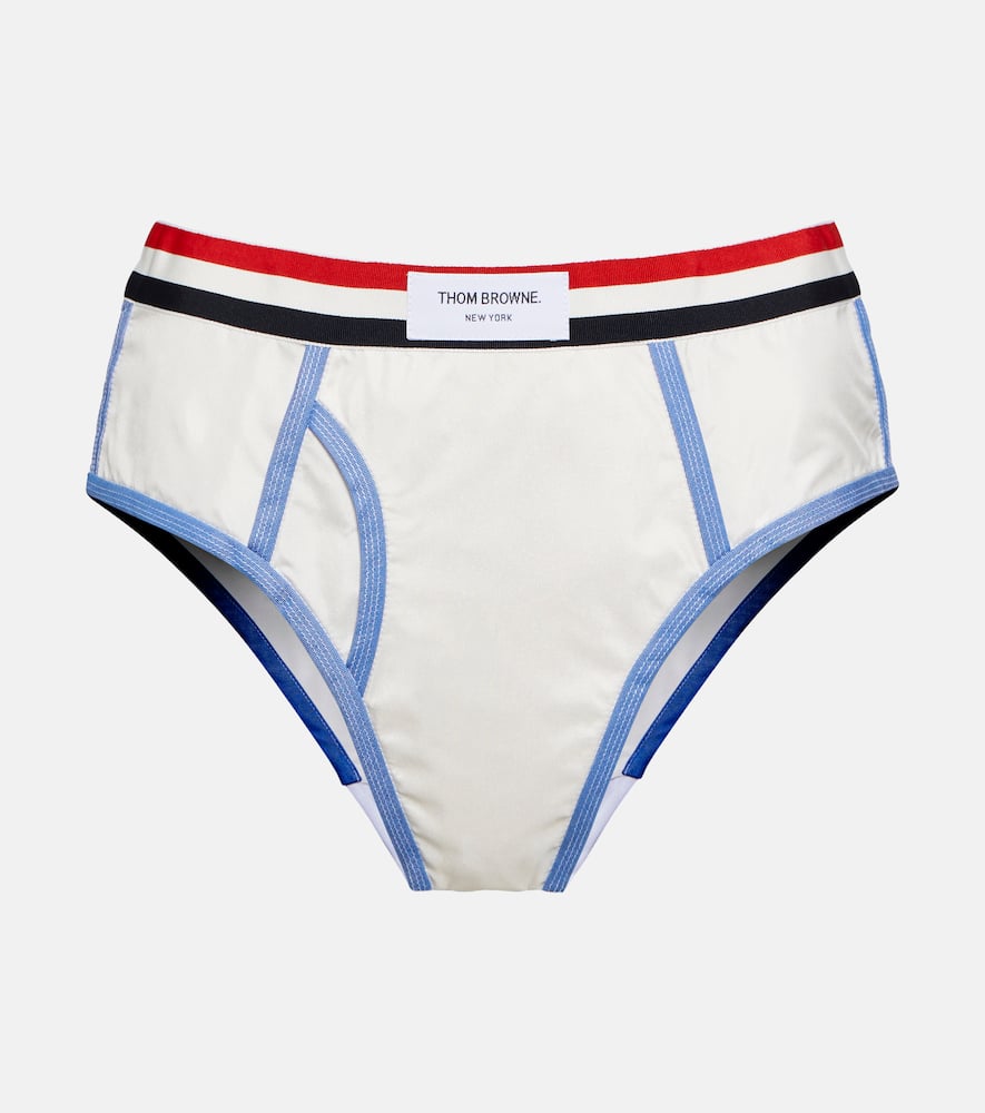 Oxford Stripe cotton and silk briefs