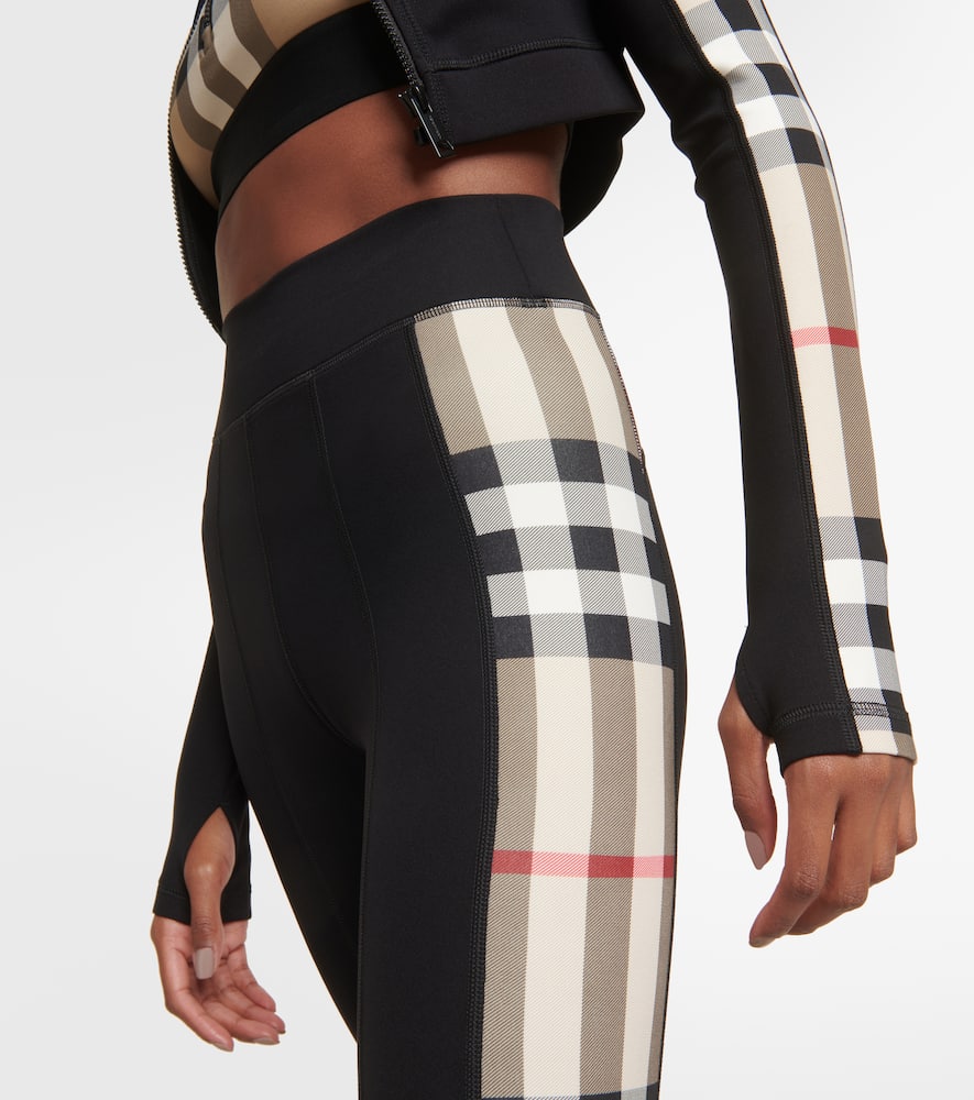 Burberry Stretch-jersey Check-trim Leggings In Black