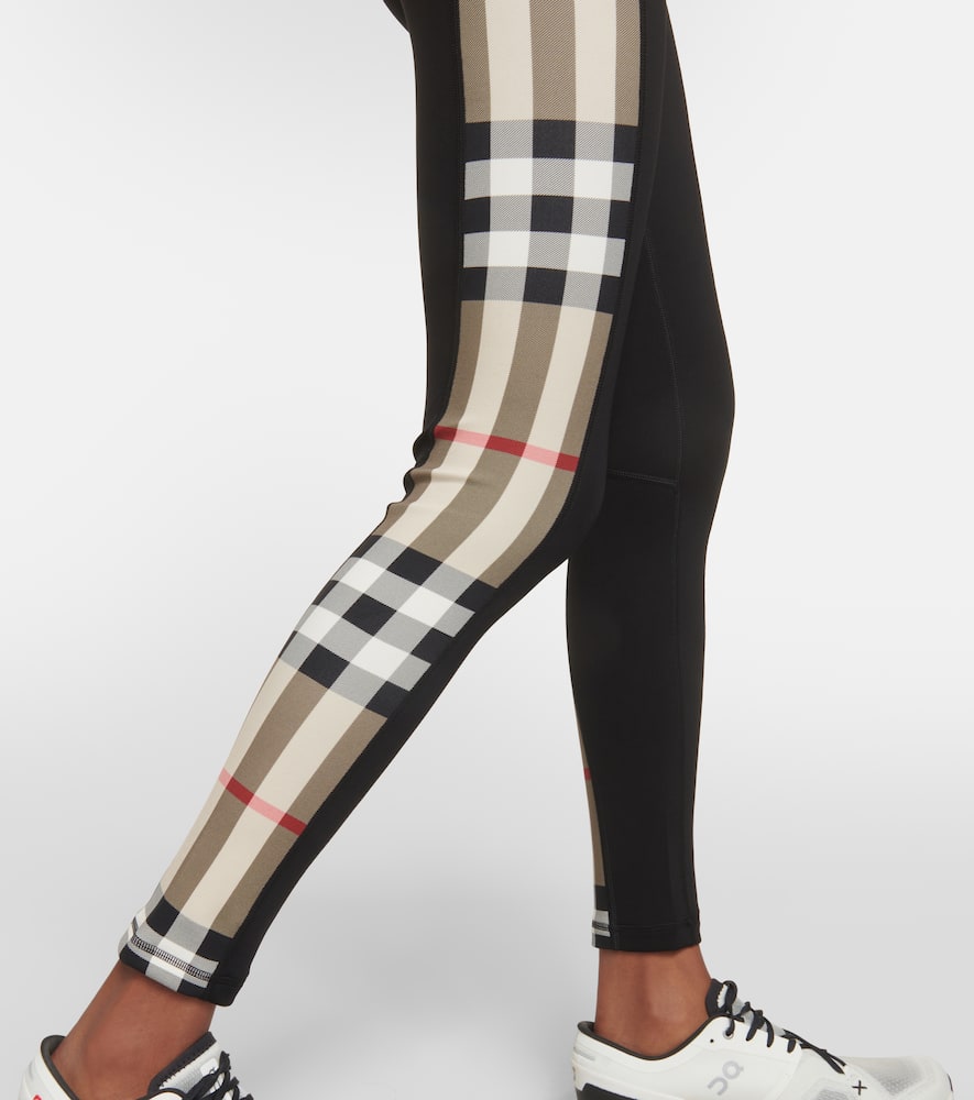 Burberry Stretch-jersey Check-trim Leggings In Black