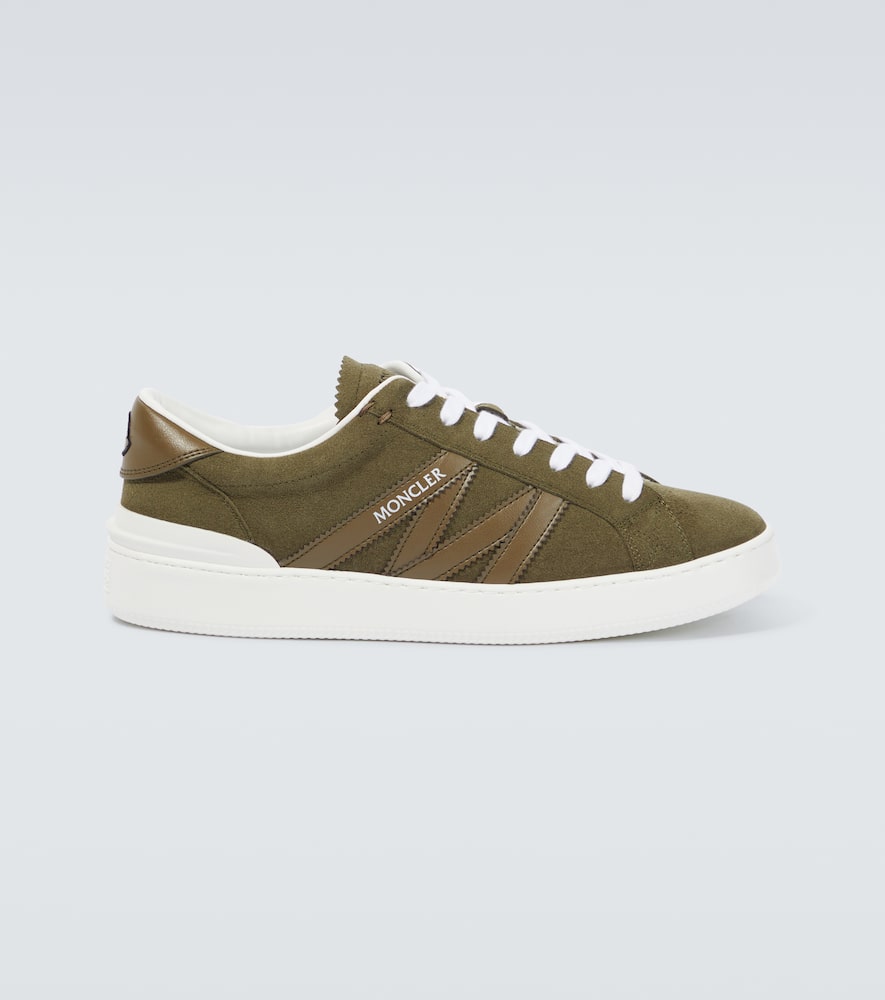 Shop Moncler Monaco Suede And Leather Sneakers In Green