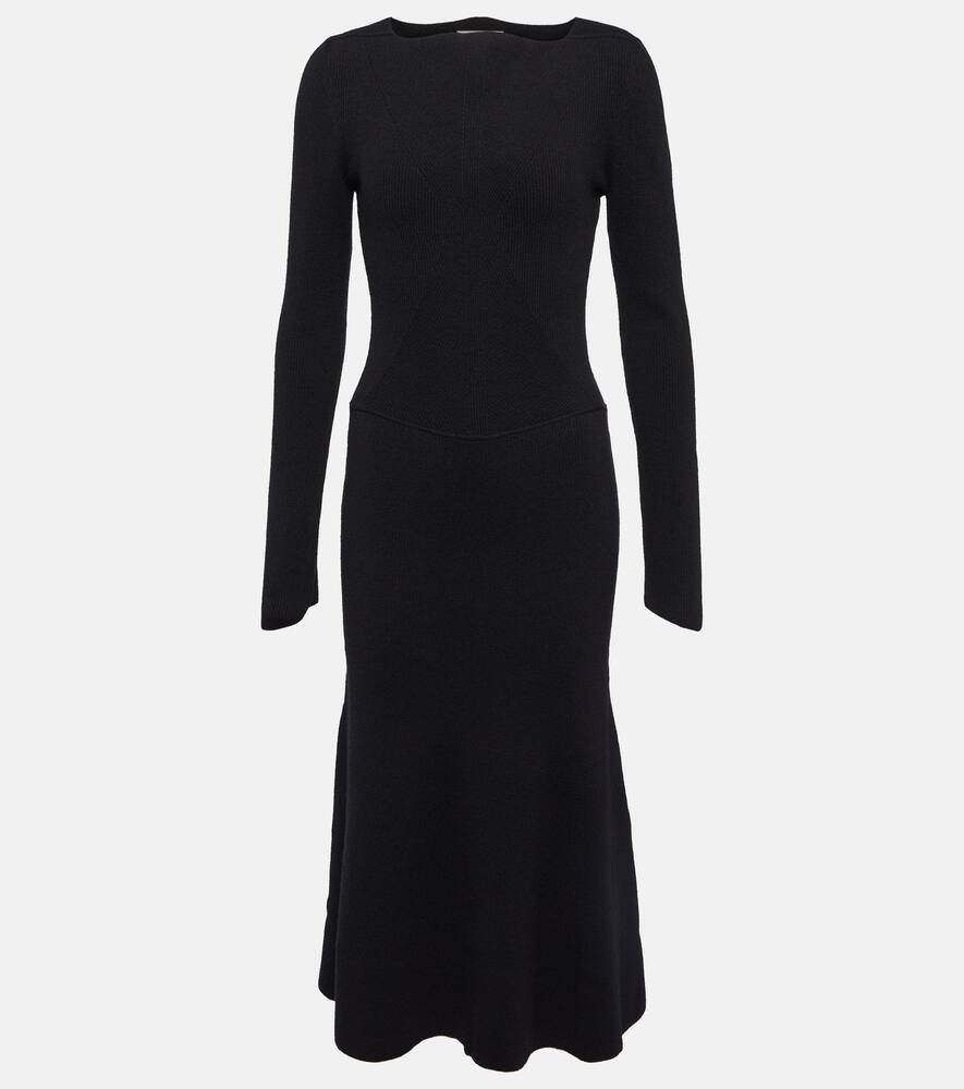 Victoria Beckham Wool Blend Midi Dress In Black