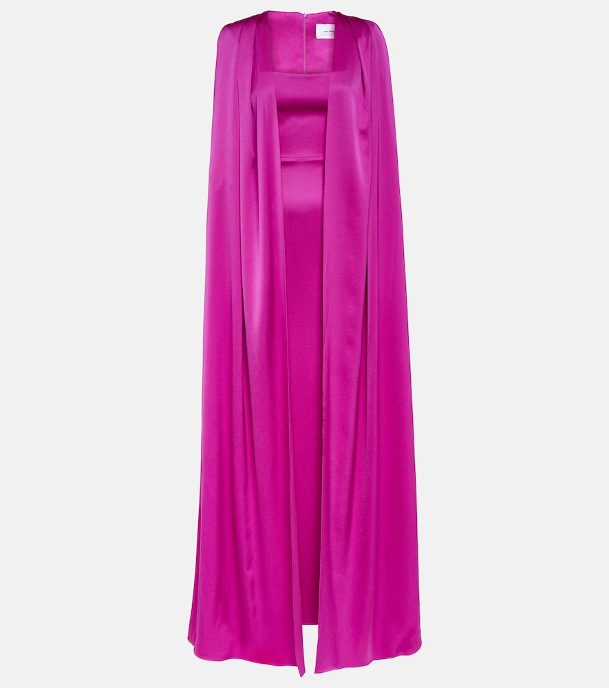 Alex Perry Abito lungo in satin con mantella