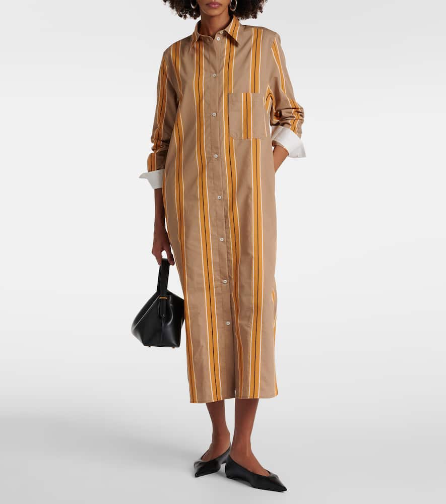 Totême Jacquard-striped Tunic Dress Caramel/cornsilk In Brown