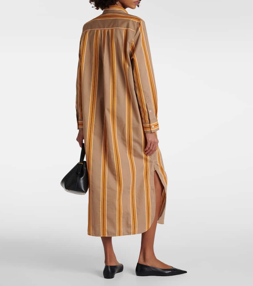 Totême Jacquard-striped Tunic Dress Caramel/cornsilk In Brown