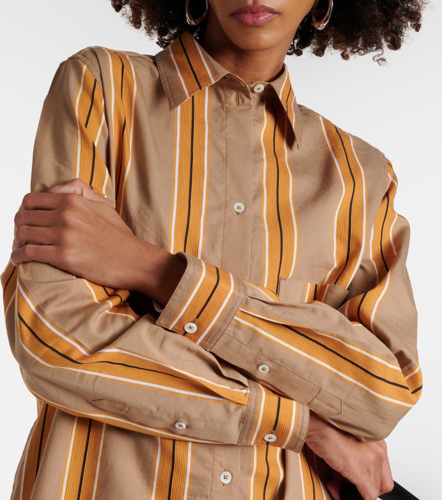 Totême Jacquard-striped Tunic Dress Caramel/cornsilk In Brown