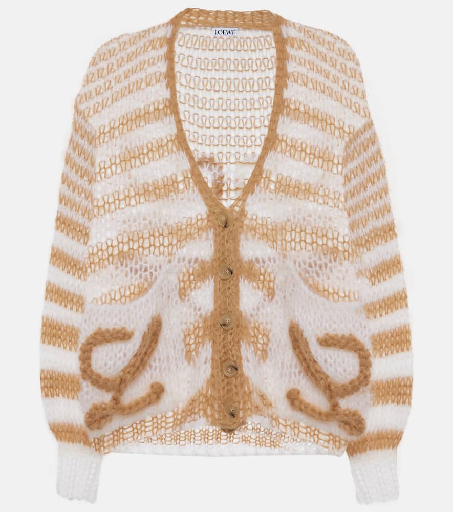 Loewe Anagram striped mohair-blend cardigan