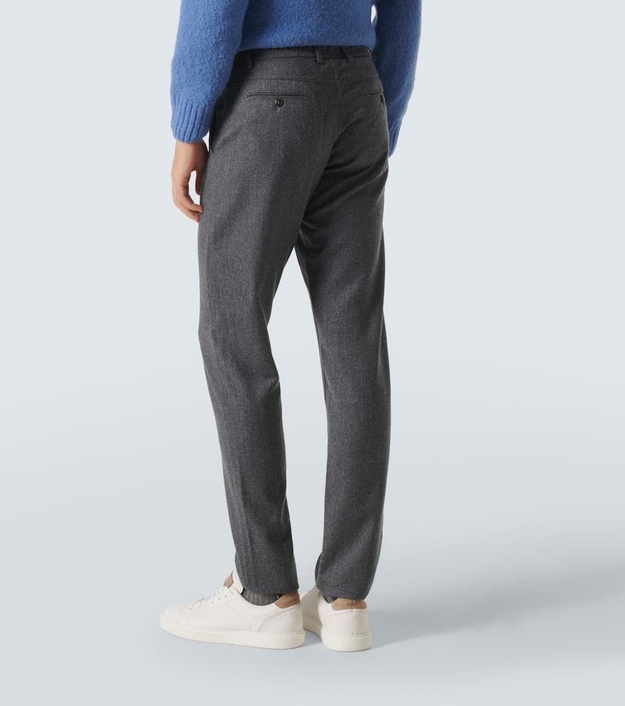 Canali Wool Straight Pants In Grey