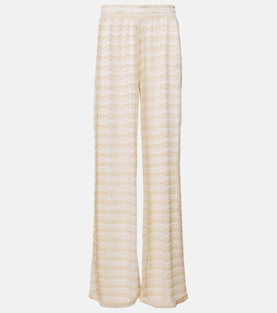 Melissa Odabash Adi Lamé Wide-leg Pants In Gold Knit