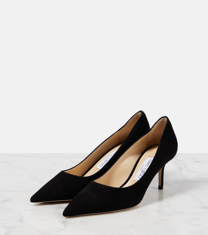 Jimmy Choo Romy 85 Coffee Tonal Suede Pumps In Schwarz