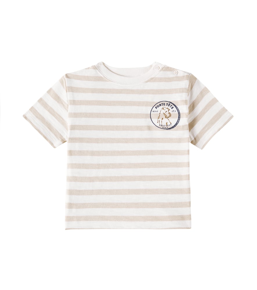 Bonpoint Baby Gaye Striped Cotton Jersey T-shirt In Beige