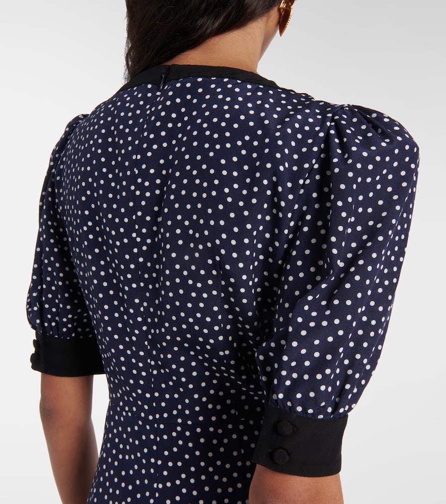 Alessandra Rich Polka-dot Printed Silk Minidress In Blue
