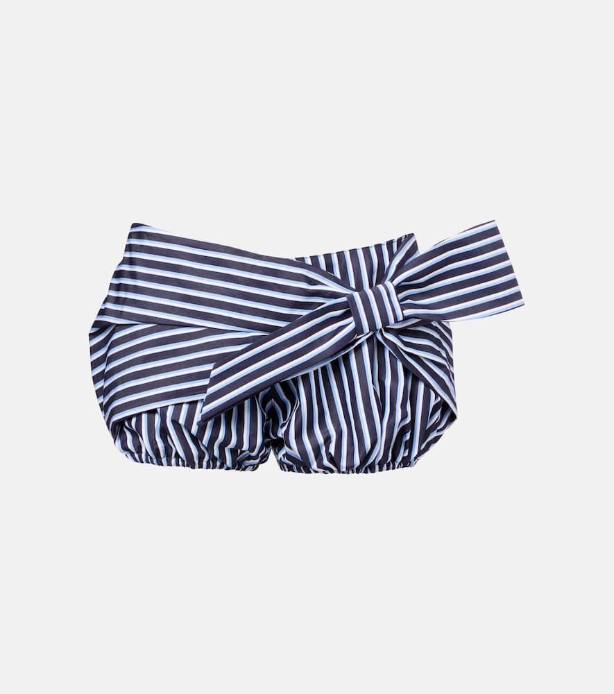 Bow-detail striped cotton shorts