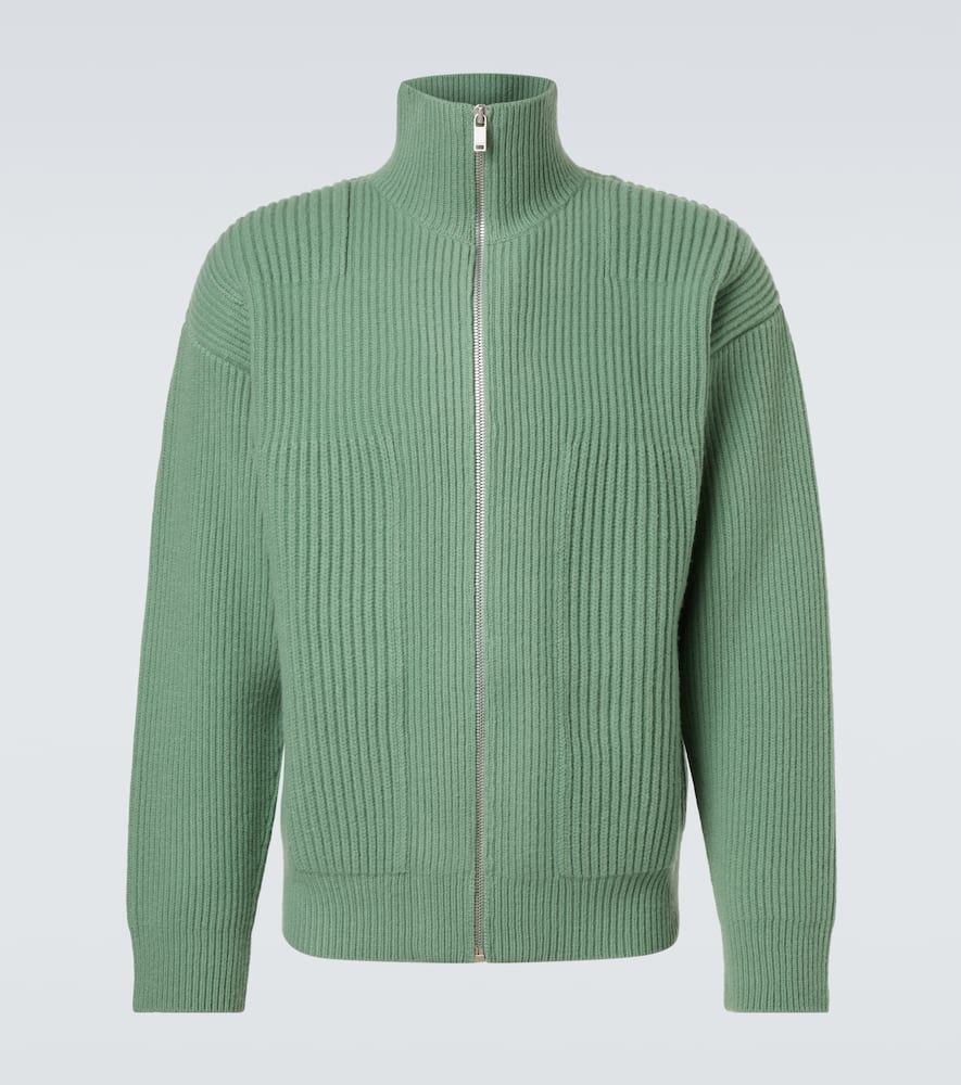Jil Sander Wool Zip-up Cardigan In Green