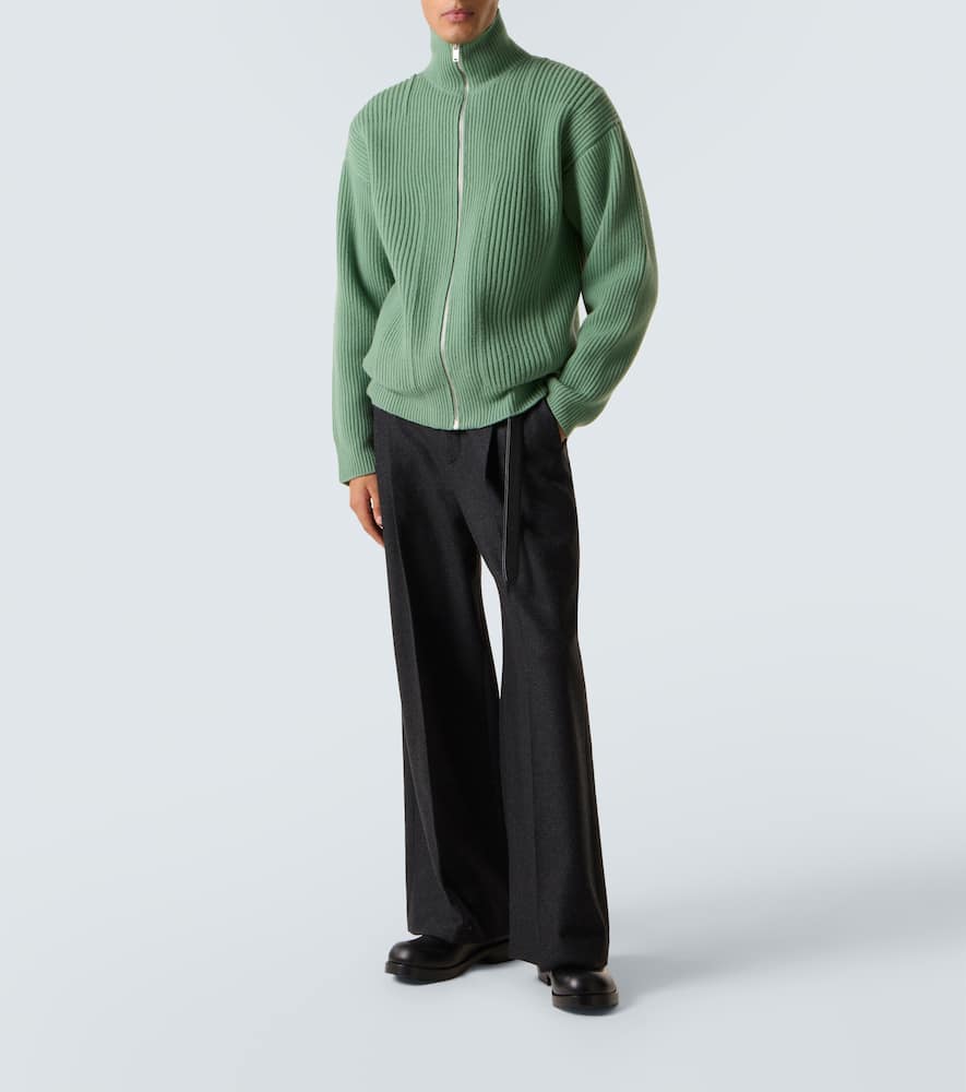 Jil Sander Wool Zip-up Cardigan In Green