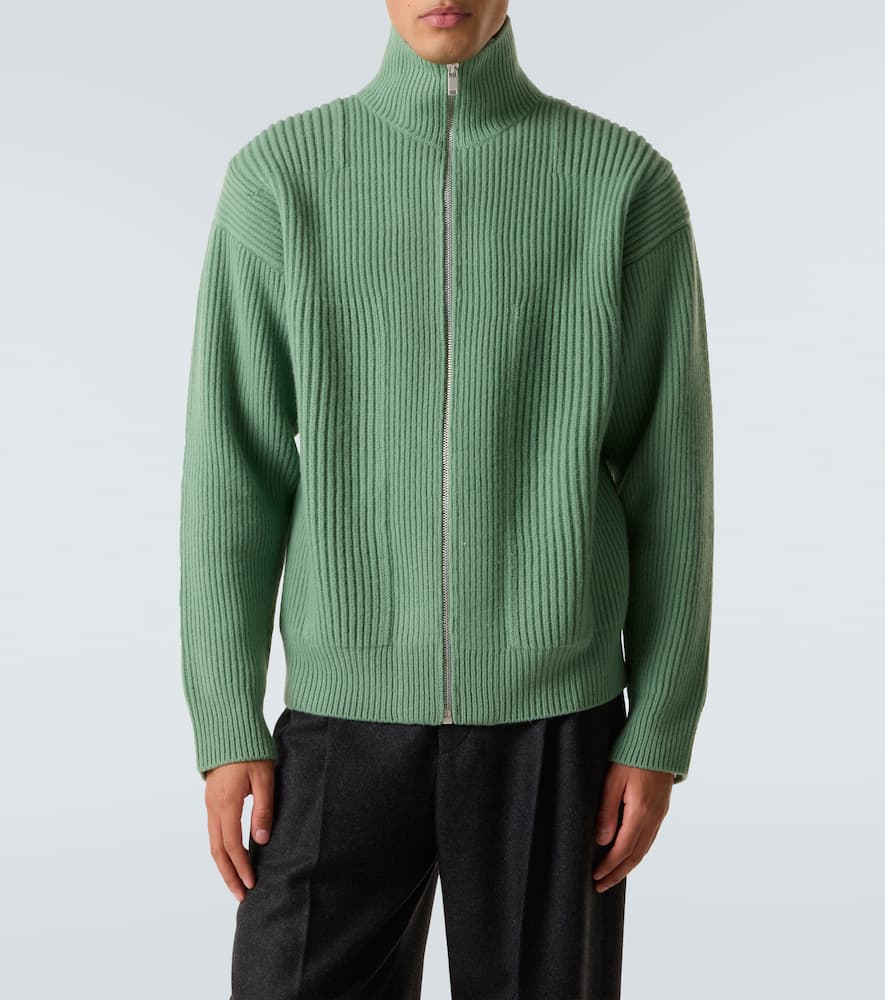 Jil Sander Wool Zip-up Cardigan In Green