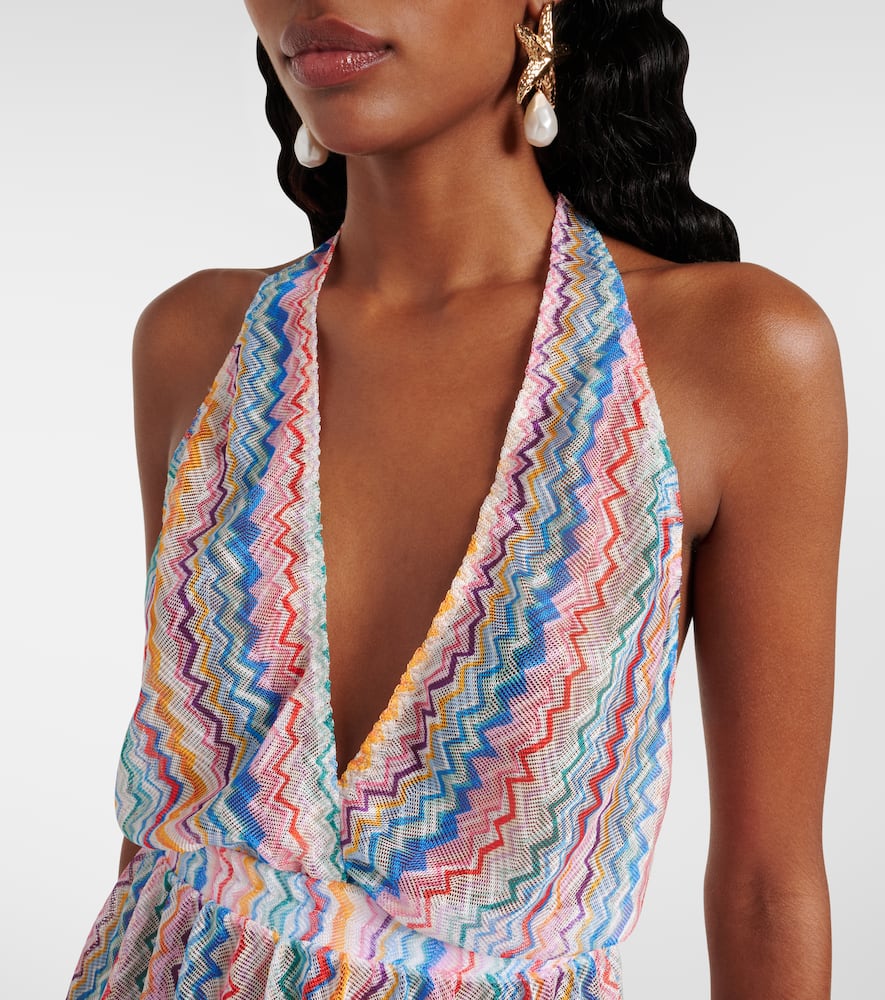 Missoni Zigzag Halterneck Minidress In Multi
