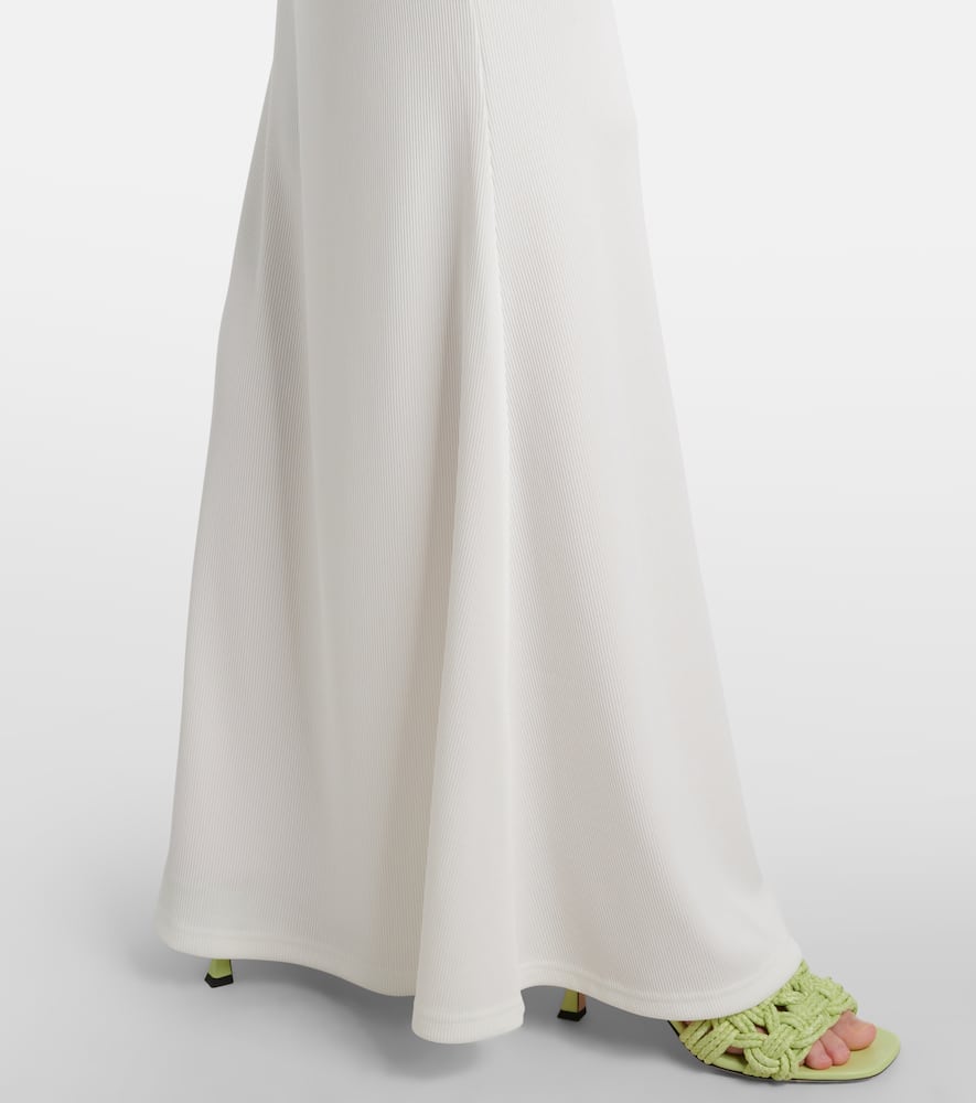 Christopher Esber Crystal Pin Cutaway Embellished Maxi Dress In White