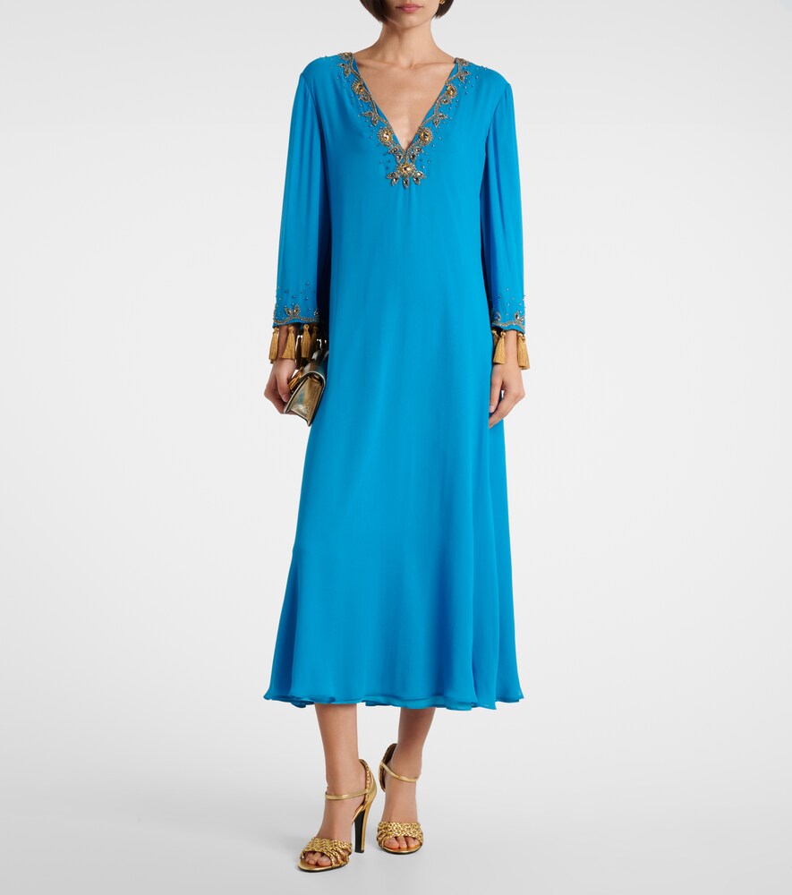 Valentino Embellished silk georgette midi dress