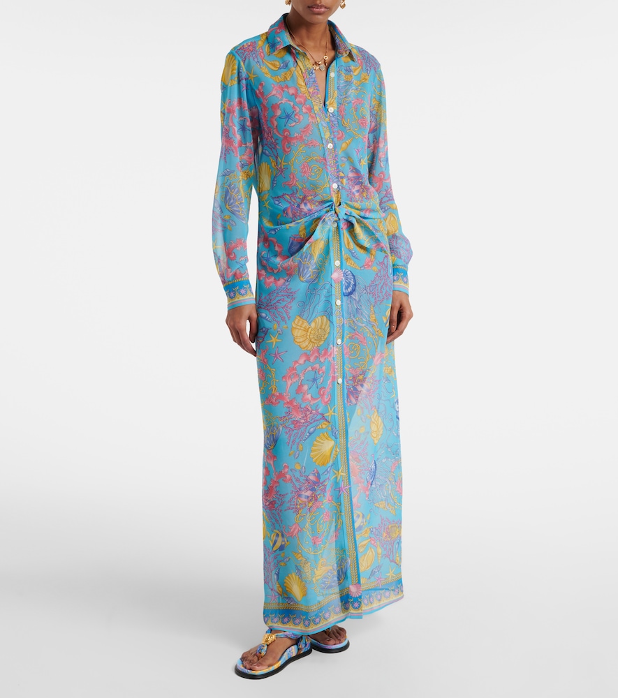 Versace Printed semi-sheer shirt dress
