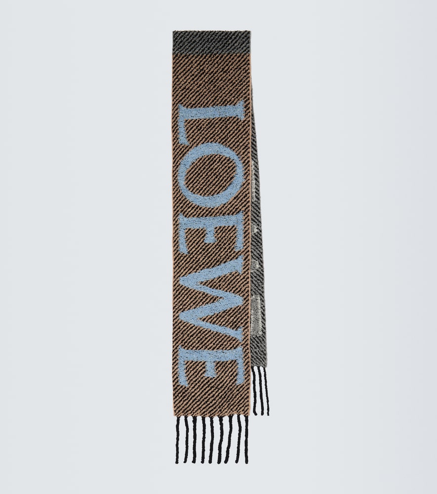 Loewe Fringed logo alpaca and wool-blend scarf