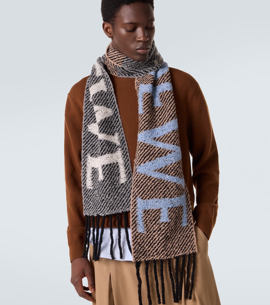  Loewe Loewe Fringed Logo Alpaca And Wool-blend Scarf 