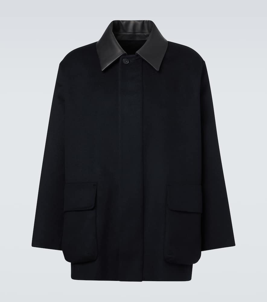 Auralee Leather-trimmed Cashmere Blouson Jacket In Black