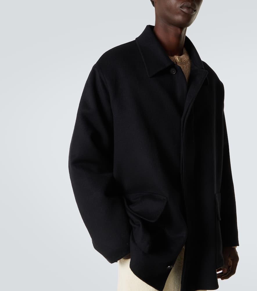 Auralee Leather-trimmed Cashmere Blouson Jacket In Black
