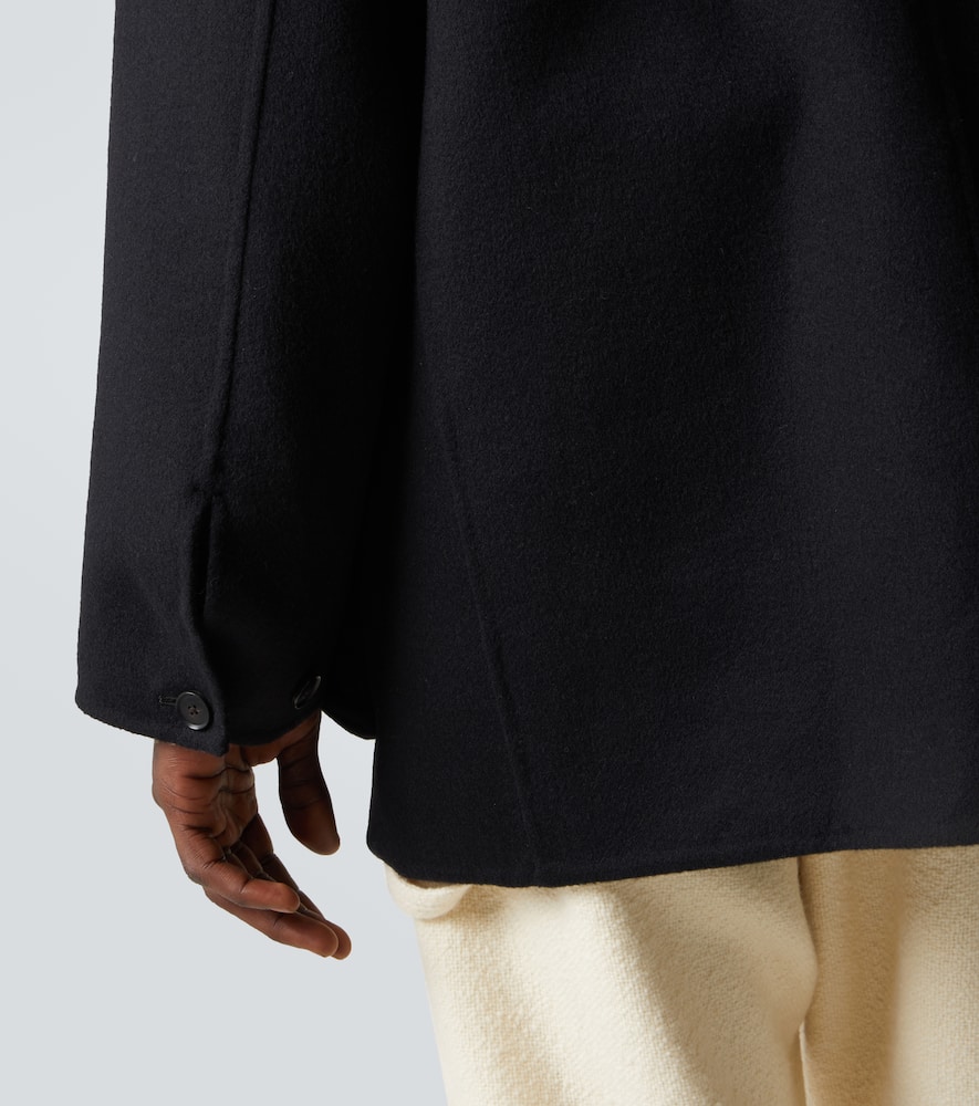 Auralee Leather-trimmed Cashmere Blouson Jacket In Black