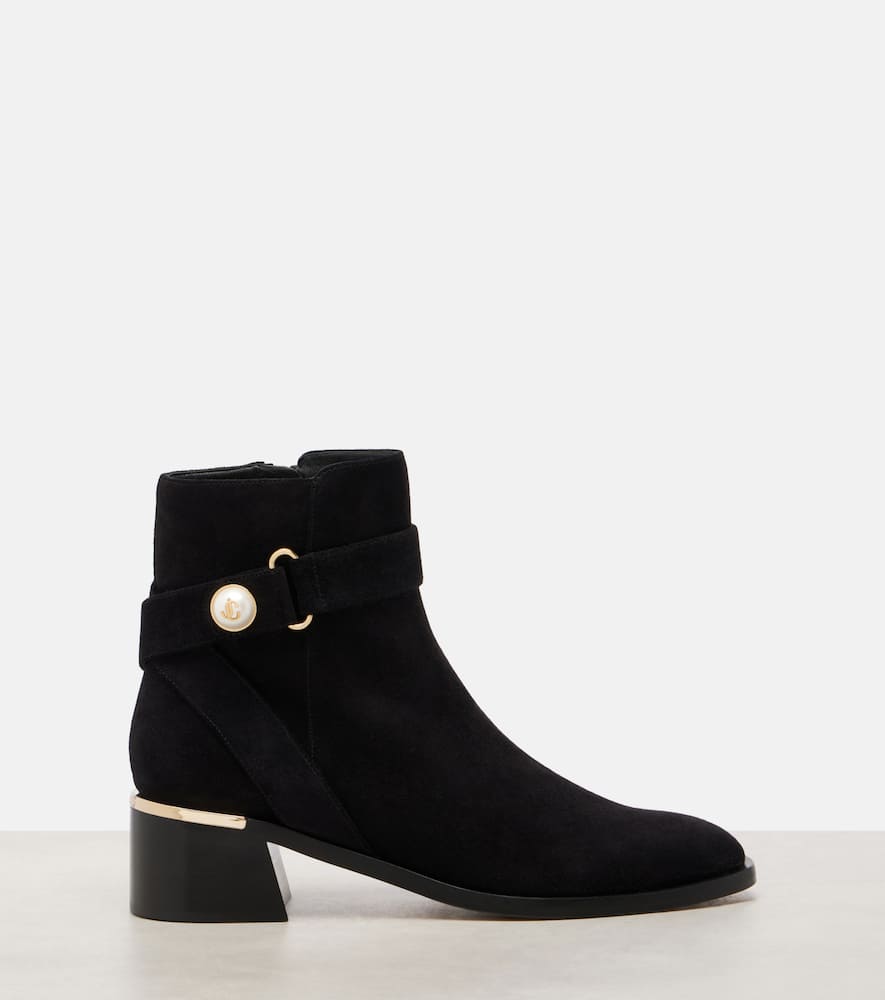 Jimmy Choo Noor 45 Suede Ankle Boots In Black