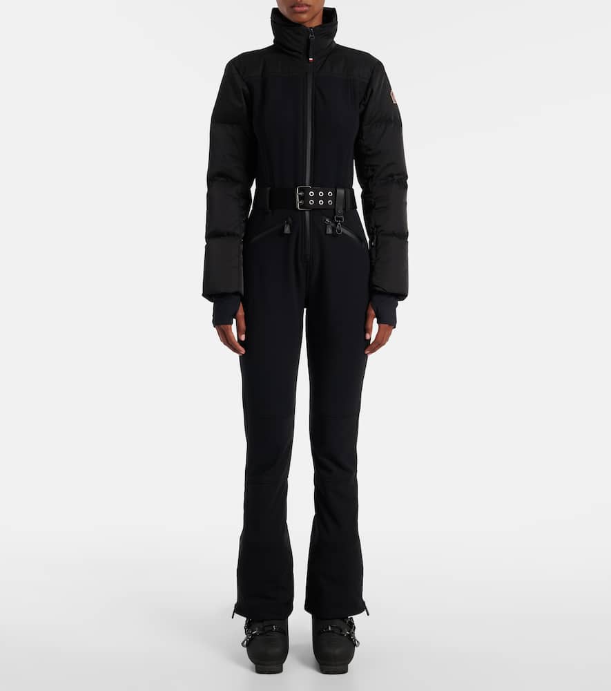 Moncler Belted Down Ski Suit In Black