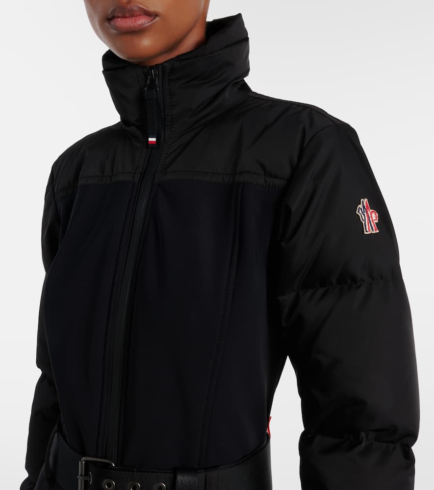 Moncler Belted Down Ski Suit In Black